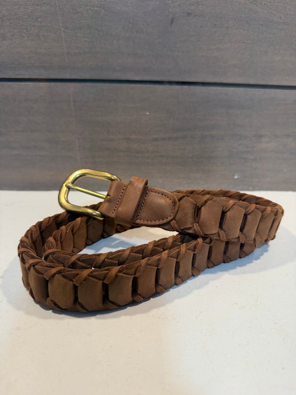 Braided Leather Belt Brown Sz 40 Western Boho Casual Grunge